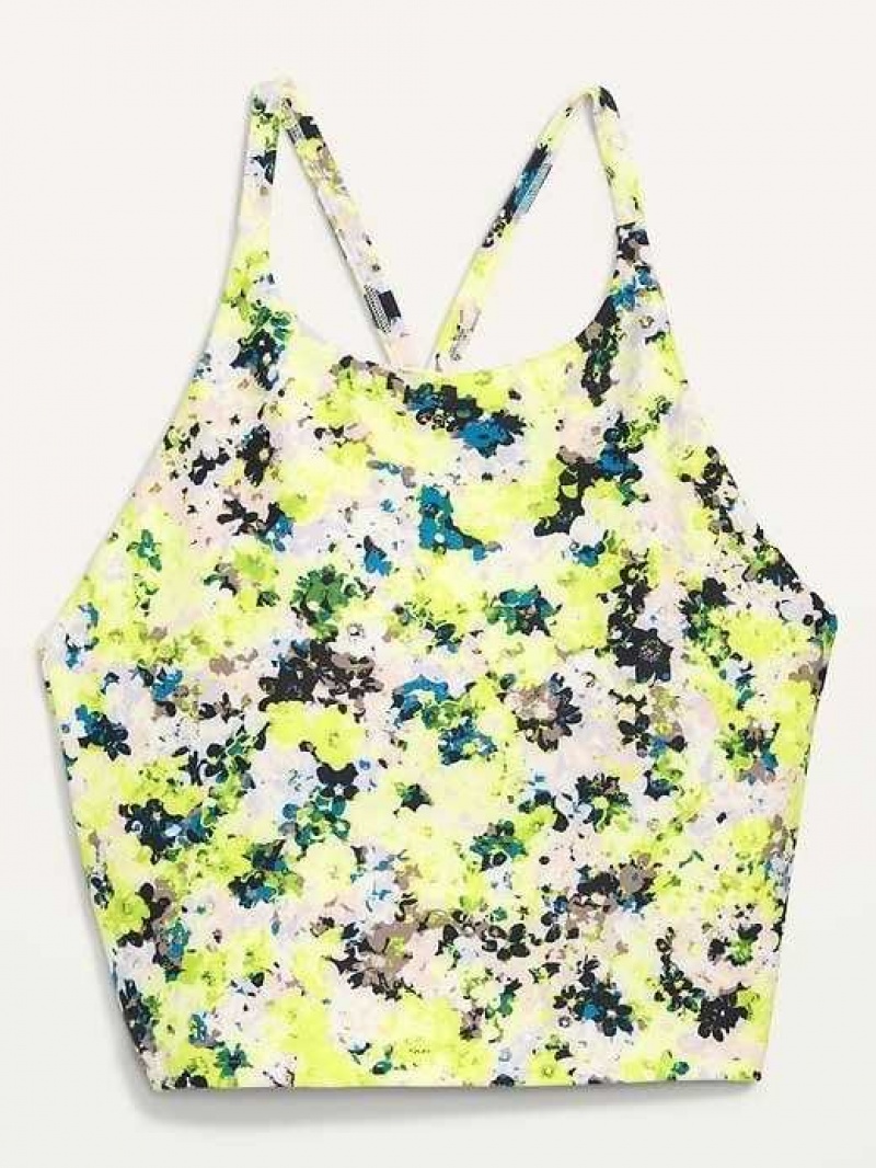 Old Navy Light Support PowerSoft Longline Sports Bra Yellow | XJP518496