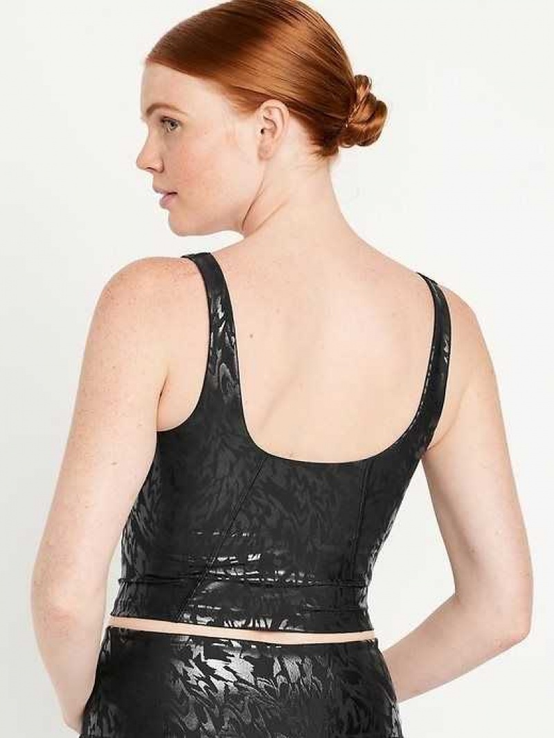 Old Navy Light Support PowerSoft Longline Sports Bra Black | WBF035674