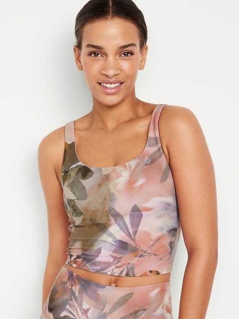 Old Navy Light Support PowerSoft Longline Sports Bra Brown | VZT208743