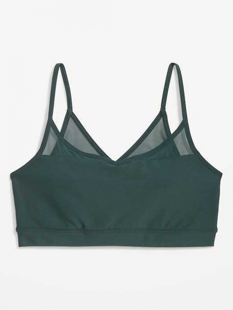 Old Navy Light Support PowerSoft Mesh-Back Sports Bra Deep Green | TEI581439