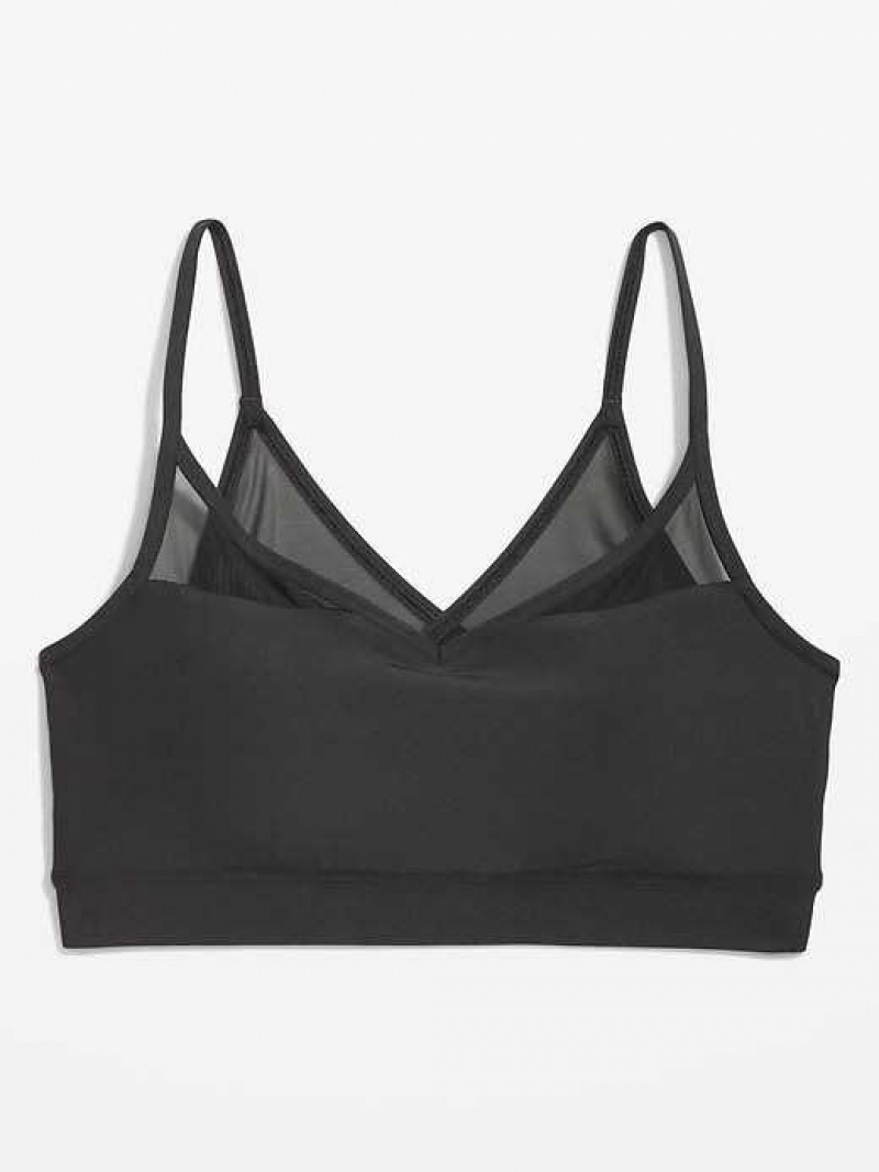 Old Navy Light Support PowerSoft Mesh-Back Sports Bra Black | IDU704698