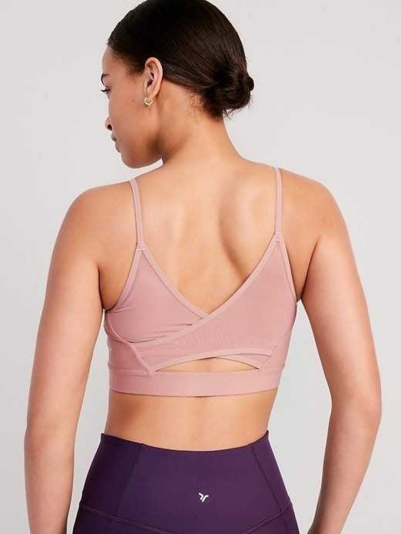 Old Navy Light Support PowerSoft Mesh-Back Sports Bra Woodrose | XYV280754