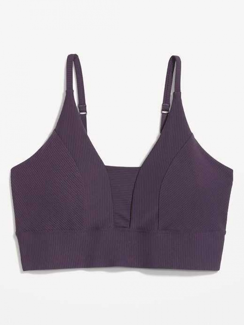 Old Navy Light Support PowerSoft Textured-Rib Sports Bra Nebula | IWG298156