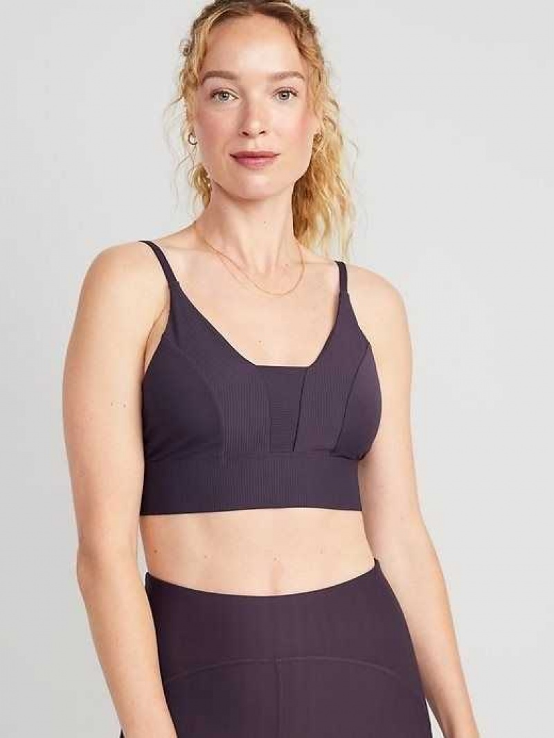 Old Navy Light Support PowerSoft Textured-Rib Sports Bra Nebula | IWG298156