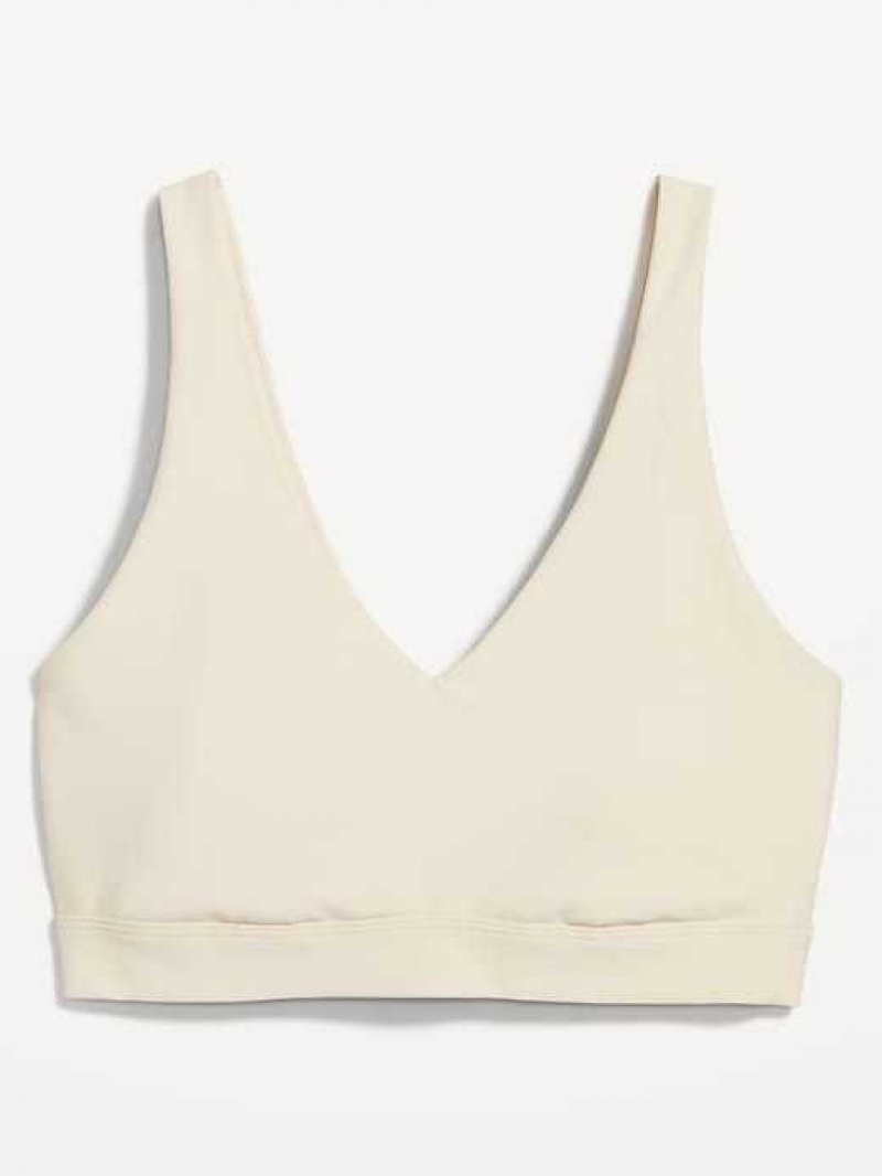 Old Navy Light Support PowerSoft V-Neck Sports Bra Cozy Cashmere | JAQ475269