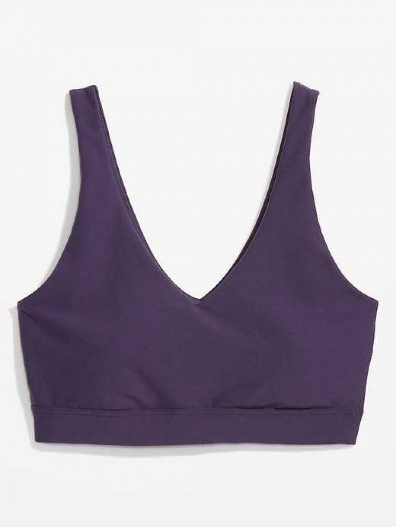 Old Navy Light Support PowerSoft V-Neck Sports Bra Nebula | XIT429180