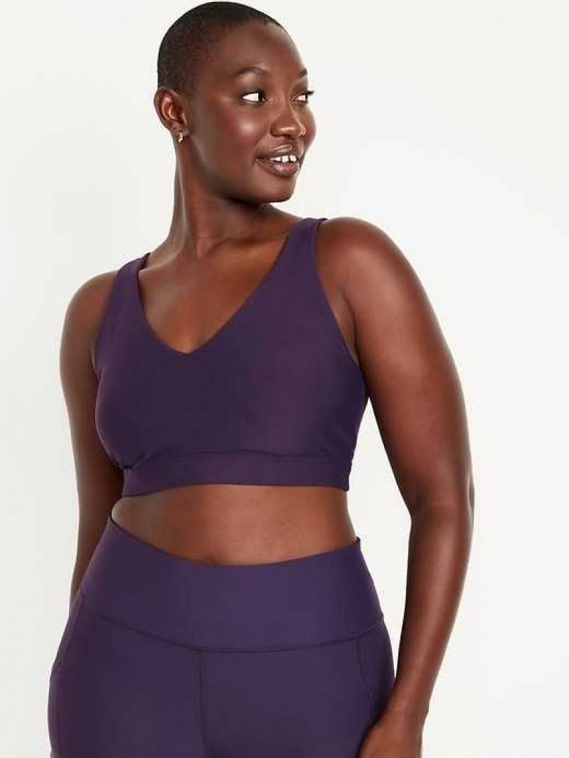 Old Navy Light Support PowerSoft V-Neck Sports Bra Nebula | XIT429180