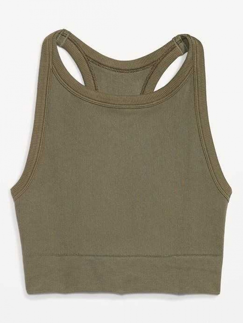 Old Navy Light Support Seamless Rib-Knit Longline Sports Bra Grey | MEI567198