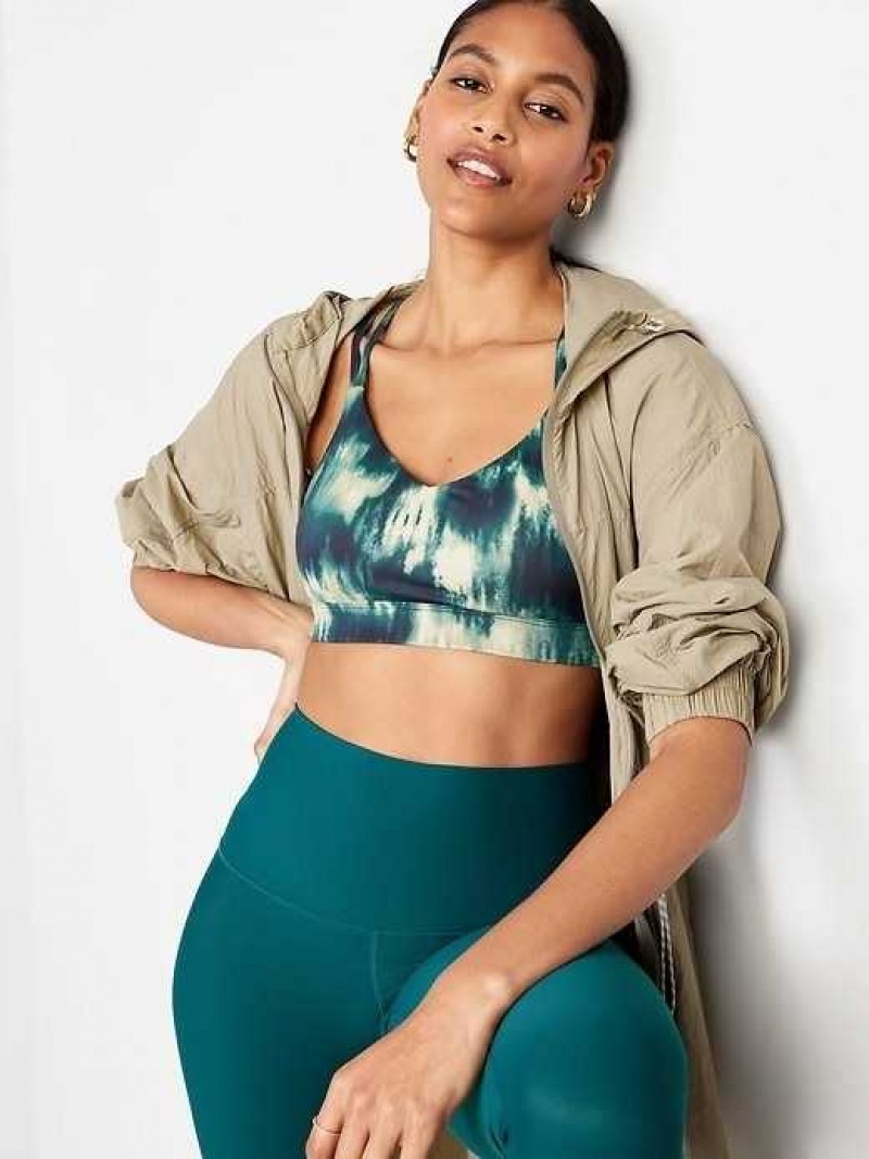 Old Navy Light Support Strappy V-Neck Sports Bra Green | UZF196783