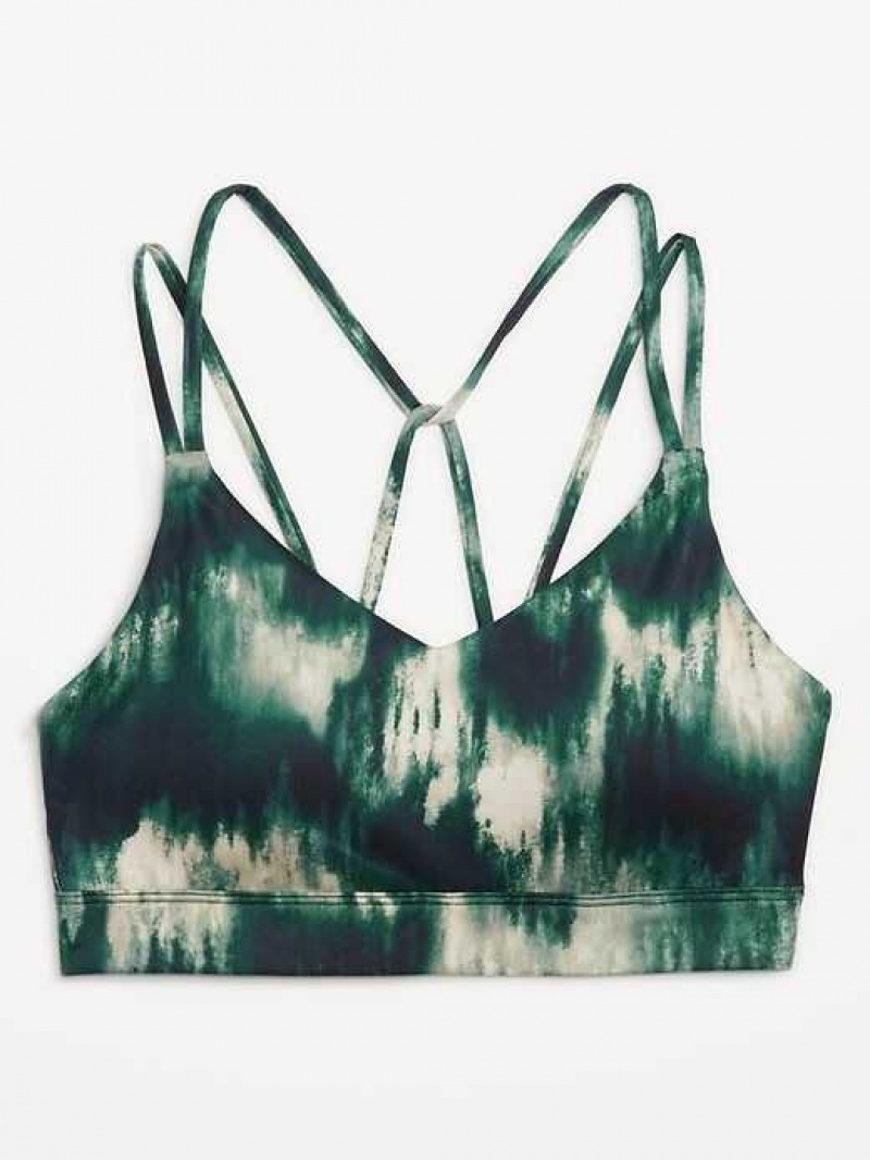 Old Navy Light Support Strappy V-Neck Sports Bra Green | UZF196783