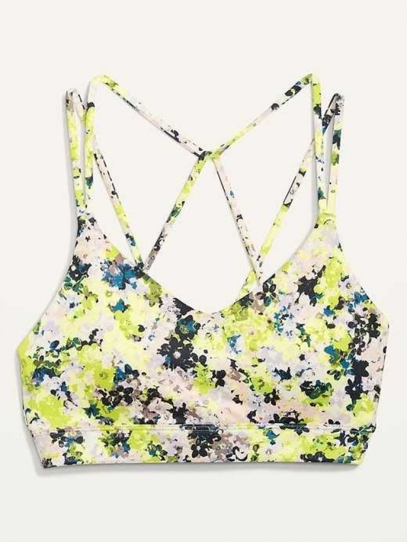 Old Navy Light Support Strappy V-Neck Sports Bra Yellow | OXQ398612