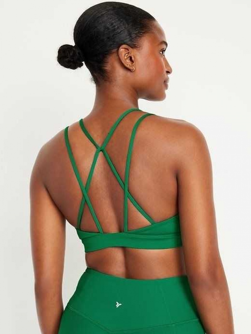 Old Navy Light Support Strappy V-Neck Sports Bra Serpentine | EAC167543