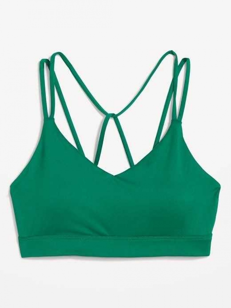 Old Navy Light Support Strappy V-Neck Sports Bra Serpentine | EAC167543