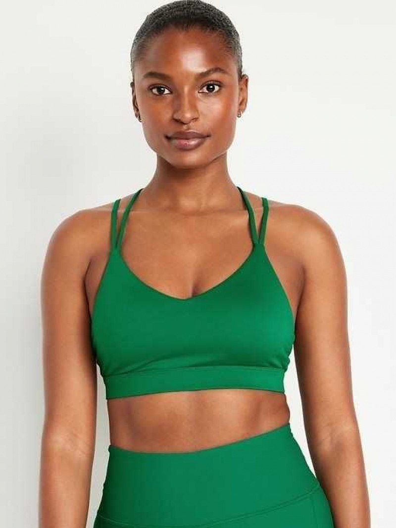 Old Navy Light Support Strappy V-Neck Sports Bra Serpentine | EAC167543