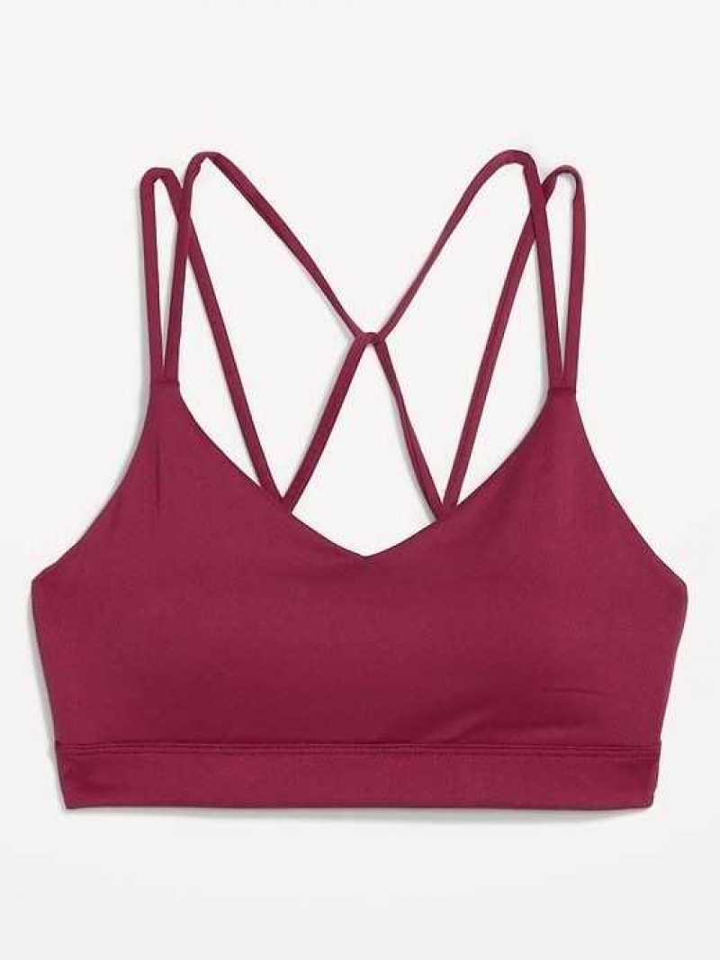 Old Navy Light Support Strappy V-Neck Sports Bra Dark Red | DSZ580214