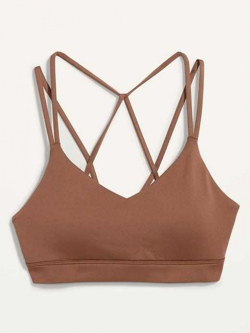 Old Navy Light Support Strappy V-Neck Sports Bra Date Palm | COP702913