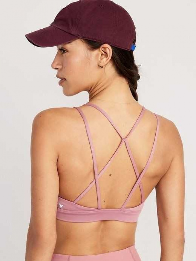 Old Navy Light Support Strappy V-Neck Sports Bra Woodrose | ZRB512478