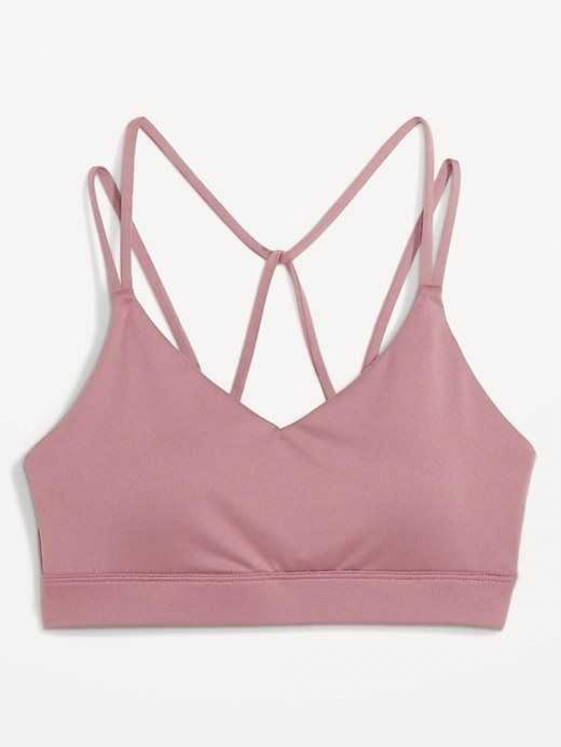 Old Navy Light Support Strappy V-Neck Sports Bra Woodrose | ZRB512478