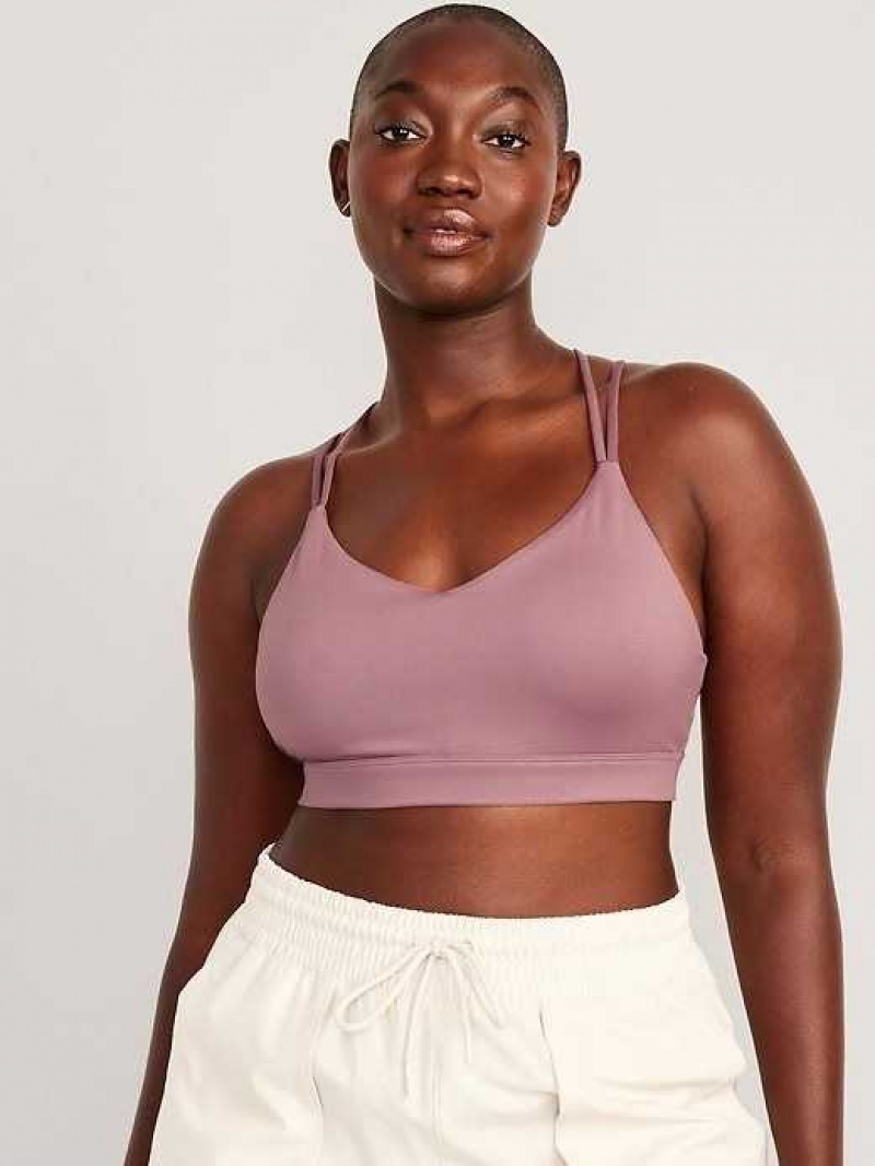 Old Navy Light Support Strappy V-Neck Sports Bra Woodrose | ZRB512478