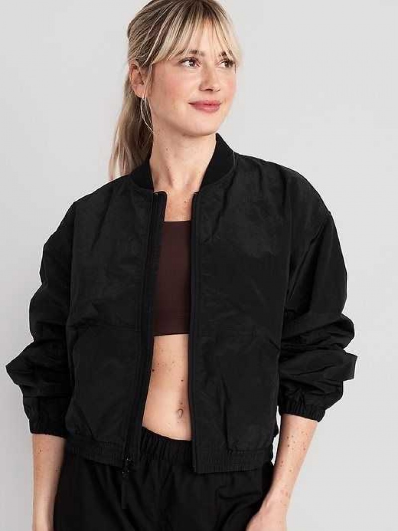 Old Navy Lightweight Cropped Nylon Jacket Black | CDU961285