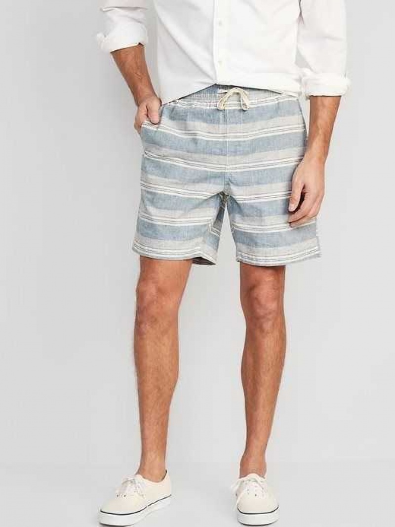 Old Navy Linen-Blend Jogger Shorts Blue Stripes | EUA257981