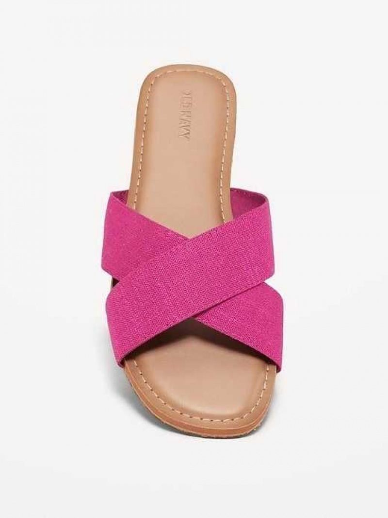 Old Navy Linen-Style Cross-Strap Sandals Dragon Fruit | FZH124870