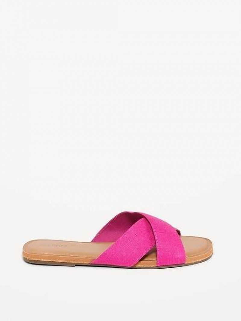 Old Navy Linen-Style Cross-Strap Sandals Dragon Fruit | FZH124870