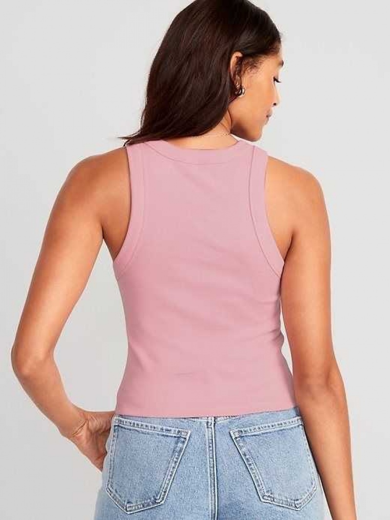 Old Navy Logo Graphic Rib-Knit Cropped Tank Top Pink | OQR648023