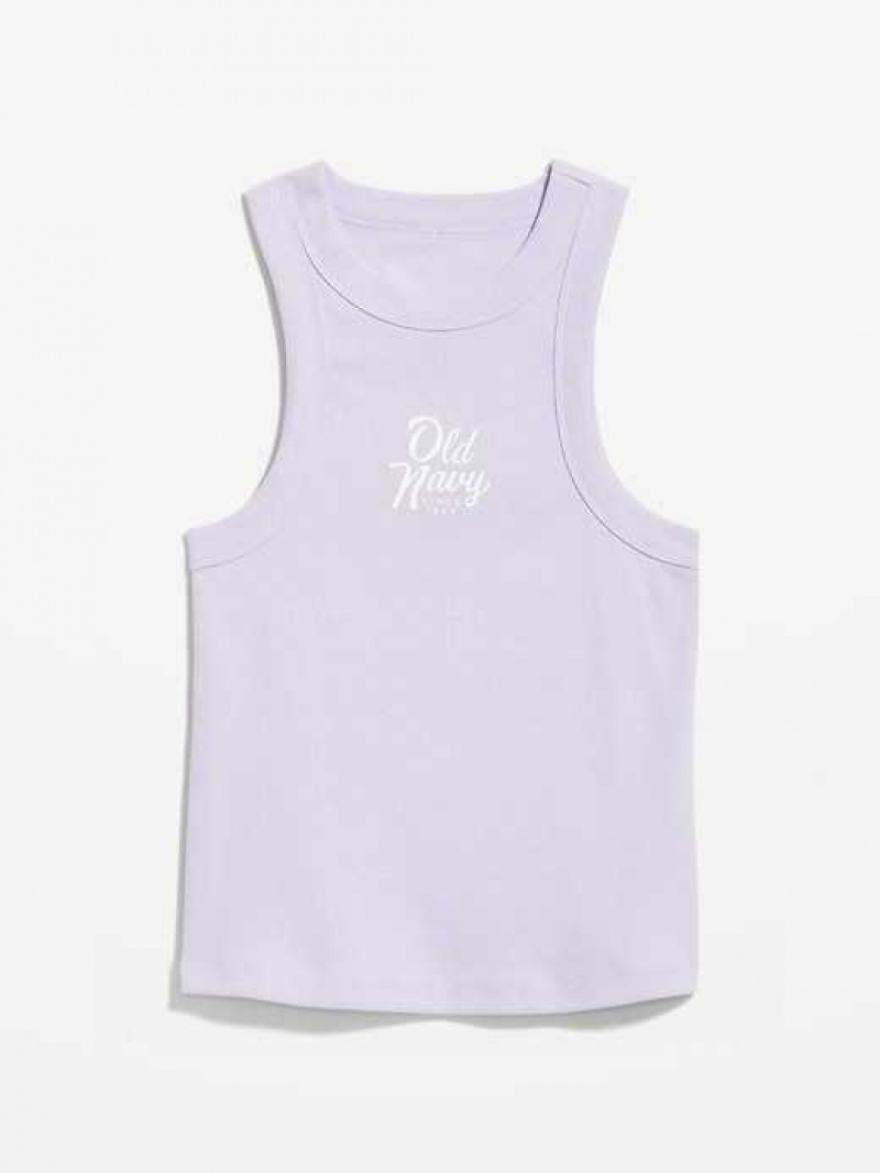 Old Navy Logo Graphic Rib-Knit Cropped Tank Top Lavender | JND670813