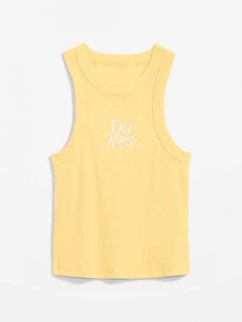 Old Navy Logo Graphic Rib-Knit Cropped Tank Top Yellow | CMF758146