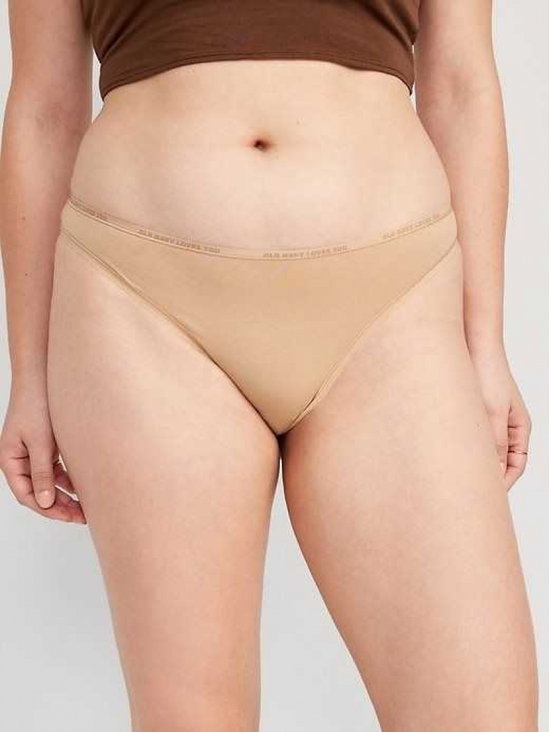 Old Navy Logo Graphic Thong Underwear Brown | FXO728541