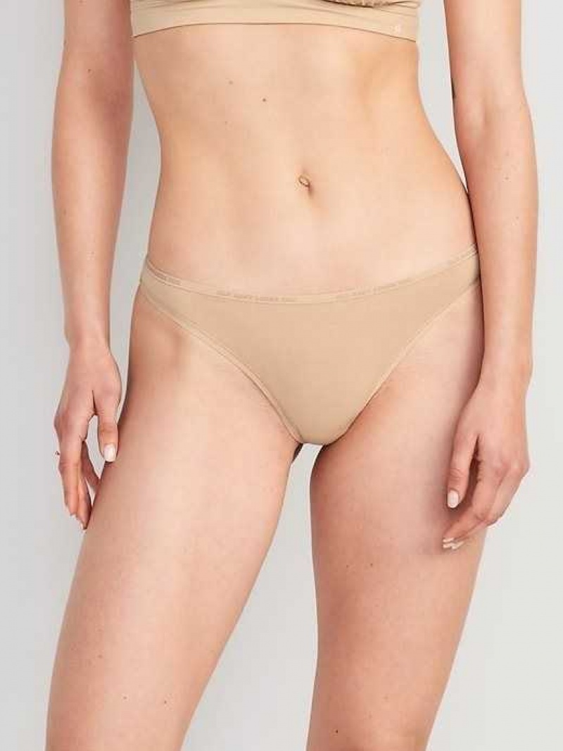 Old Navy Logo Graphic Thong Underwear Brown | FXO728541