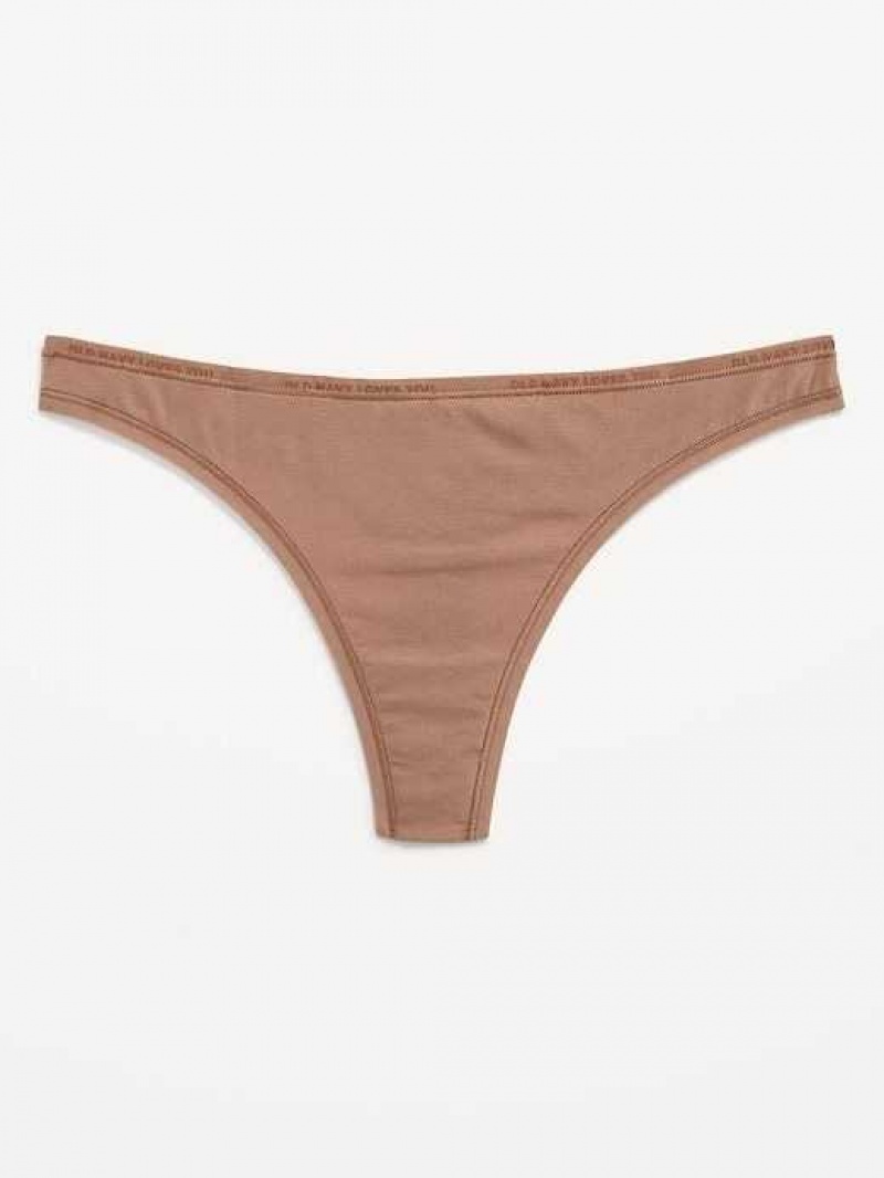 Old Navy Logo Graphic Thong Underwear Cocoa Fawn | GZX761230