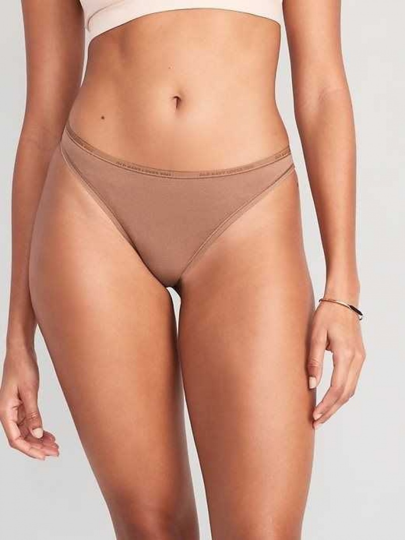 Old Navy Logo Graphic Thong Underwear Cocoa Fawn | GZX761230