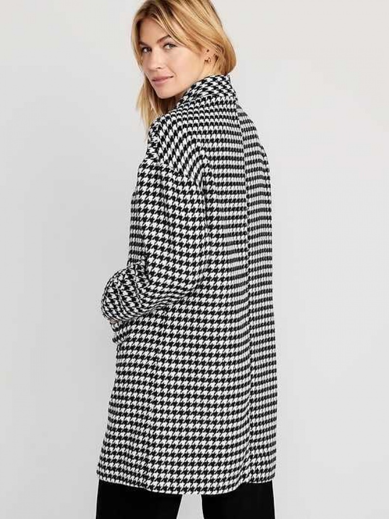 Old Navy Long-Line Cardigan Coat Houndstooth | BVA694127