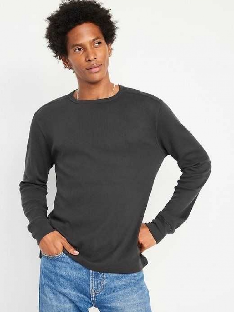 Old Navy Long-Sleeve Built-In Flex Waffle-Knit T-Shirt Panther | UYL021435