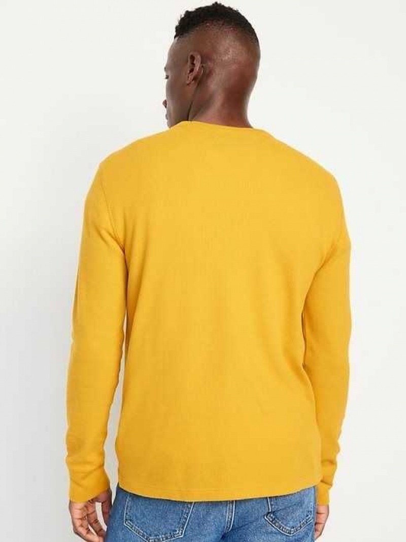 Old Navy Long-Sleeve Built-In Flex Waffle-Knit T-Shirt Yellow | ZCU135892