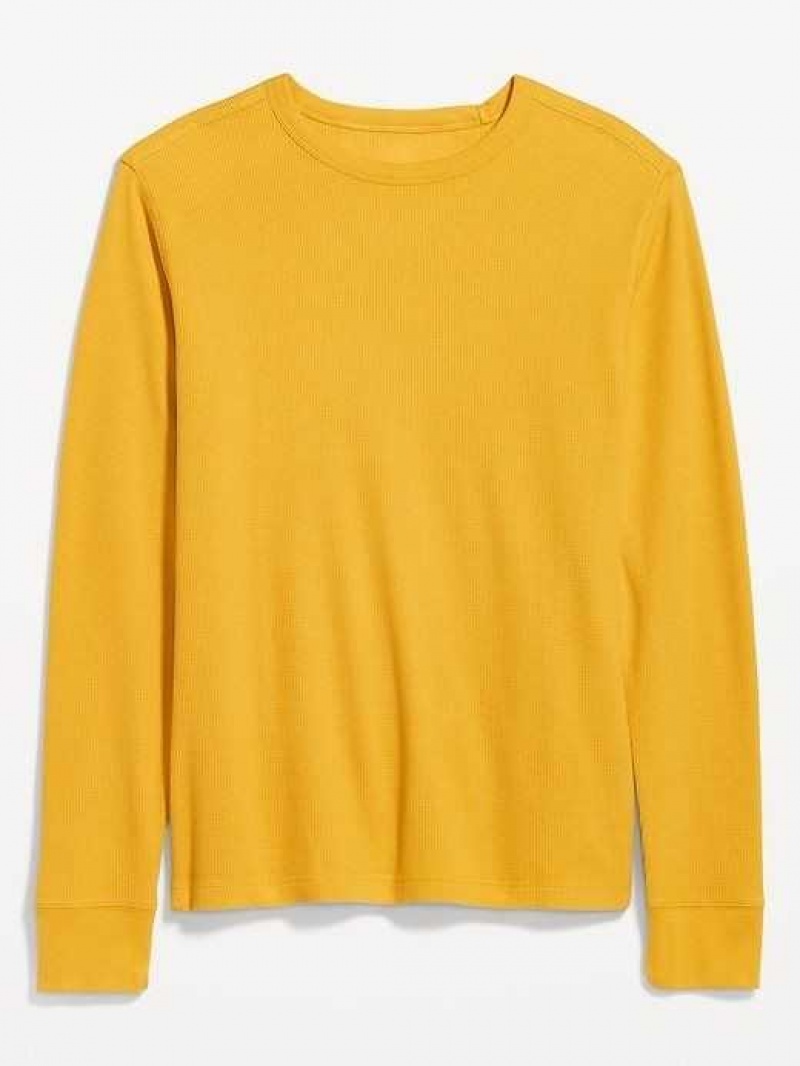 Old Navy Long-Sleeve Built-In Flex Waffle-Knit T-Shirt Yellow | ZCU135892