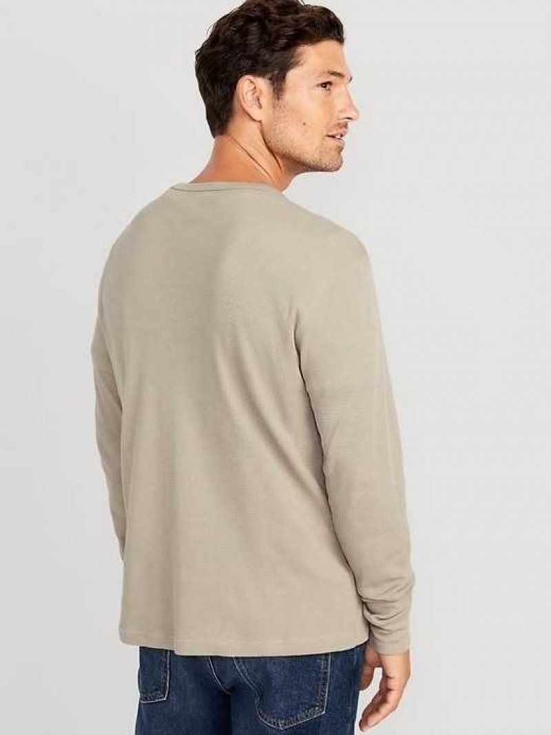 Old Navy Long-Sleeve Built-In Flex Waffle-Knit T-Shirt Beige | ONG061824