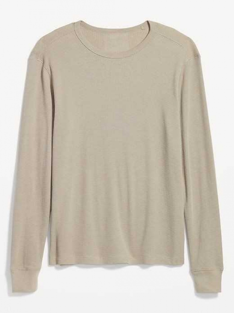 Old Navy Long-Sleeve Built-In Flex Waffle-Knit T-Shirt Beige | ONG061824