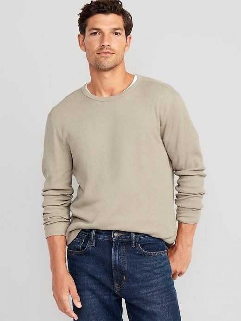 Old Navy Long-Sleeve Built-In Flex Waffle-Knit T-Shirt Beige | ONG061824