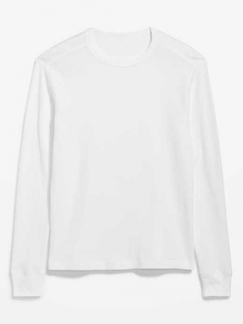 Old Navy Long-Sleeve Built-In Flex Waffle-Knit T-Shirt White | NBE634109