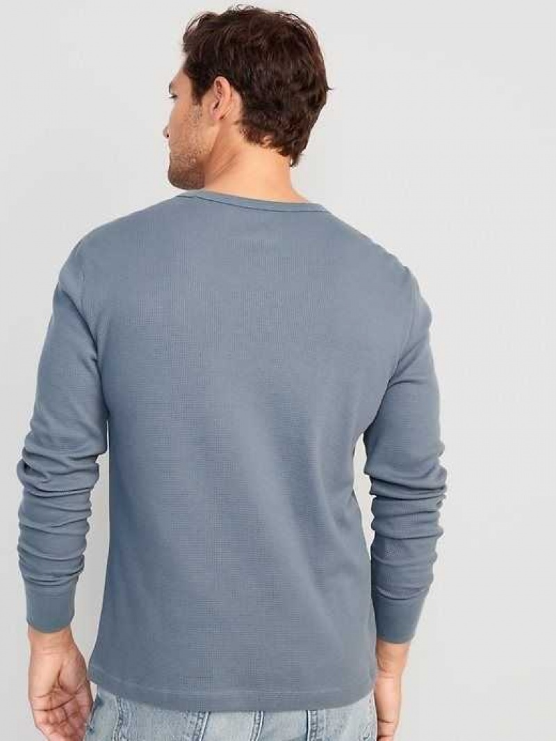 Old Navy Long-Sleeve Built-In Flex Waffle-Knit T-Shirt Wintry Waters | NAL524081