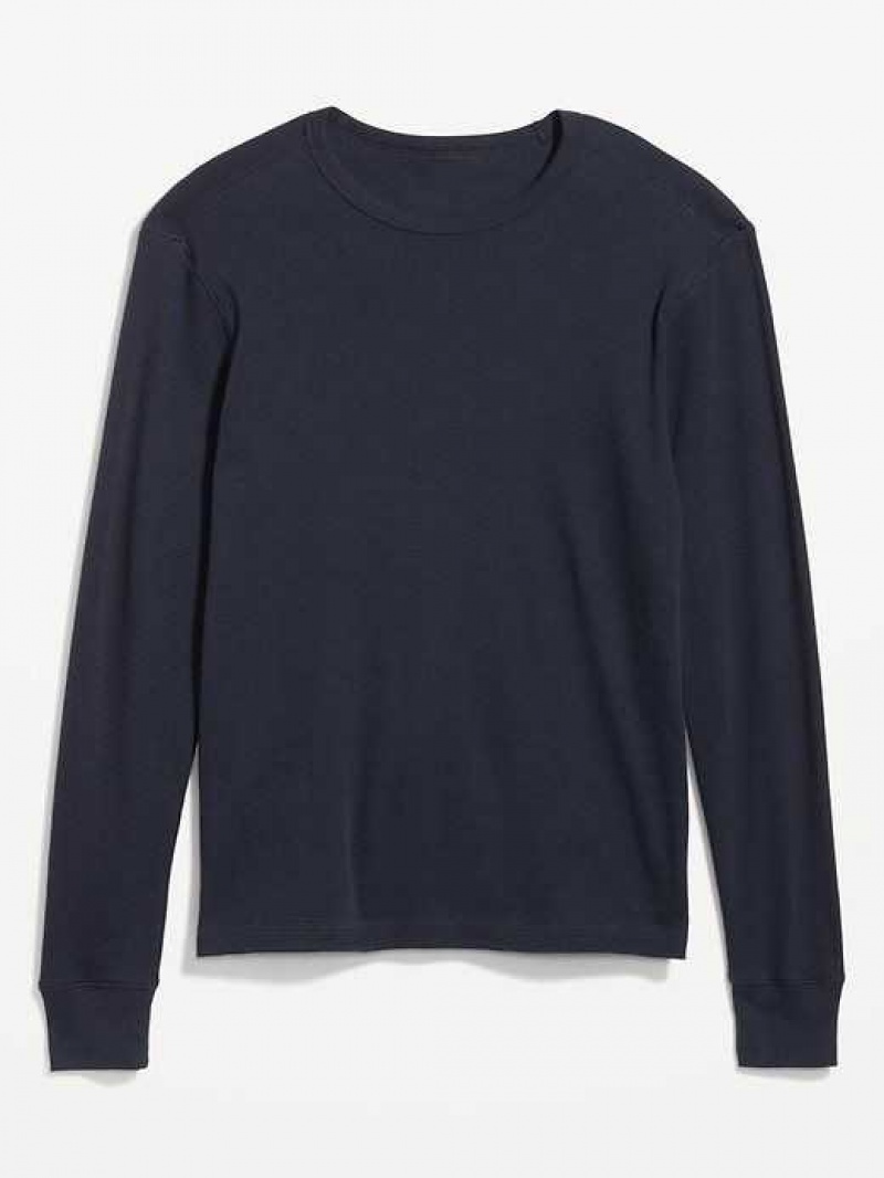 Old Navy Long-Sleeve Built-In Flex Waffle-Knit T-Shirt Navy | HVF967038