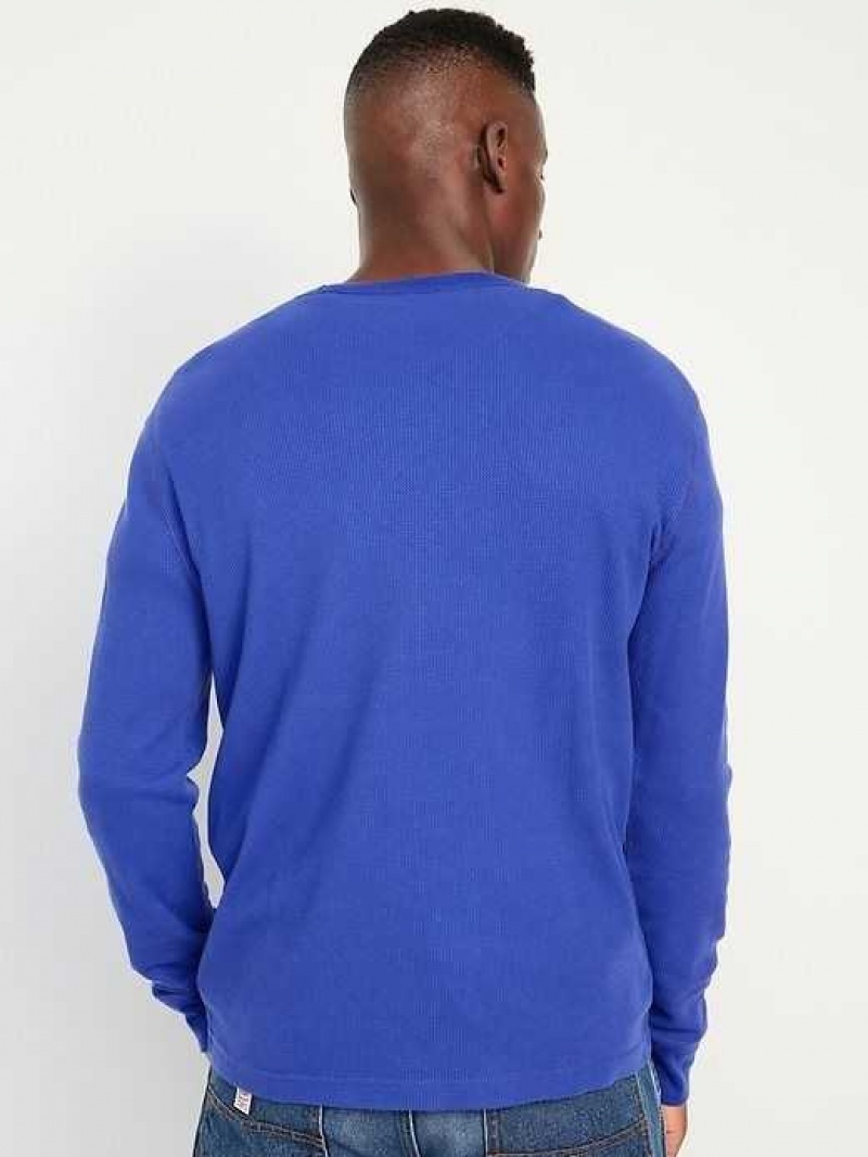 Old Navy Long-Sleeve Built-In Flex Waffle-Knit T-Shirt Blue | EQB921803