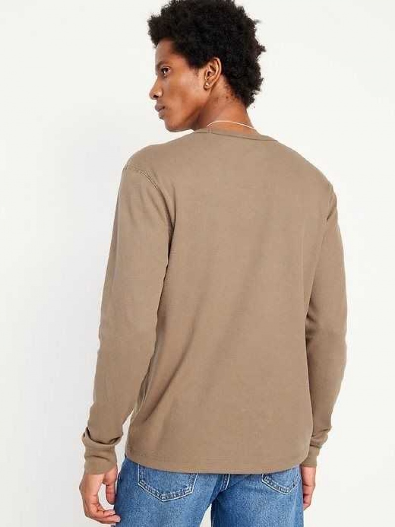 Old Navy Long-Sleeve Built-In Flex Waffle-Knit T-Shirt Brown | BIJ895201