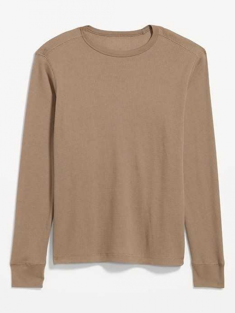 Old Navy Long-Sleeve Built-In Flex Waffle-Knit T-Shirt Brown | BIJ895201