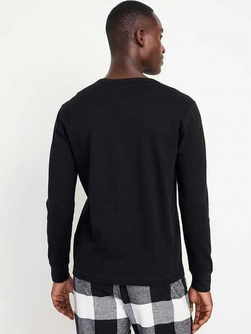 Old Navy Long-Sleeve Built-In Flex Waffle-Knit T-Shirt Black | AOQ173249