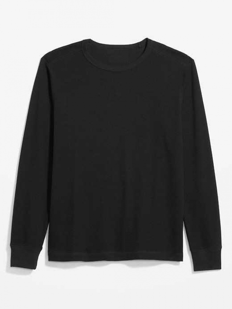 Old Navy Long-Sleeve Built-In Flex Waffle-Knit T-Shirt Black | AOQ173249