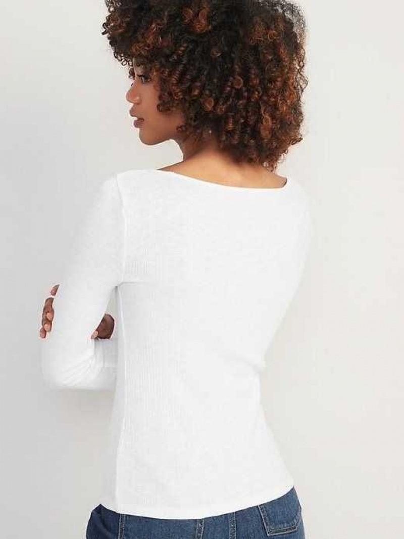 Old Navy Long-Sleeve Cinched-Front Rib-Knit T-Shirt White | VFH268517